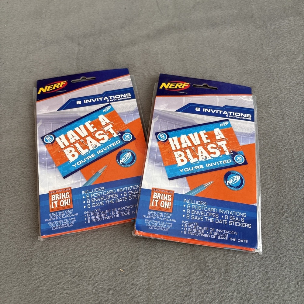 Nerf Birthday Invitations Boys Nerf Party New Have A Blast 16 2 Packs Of 8